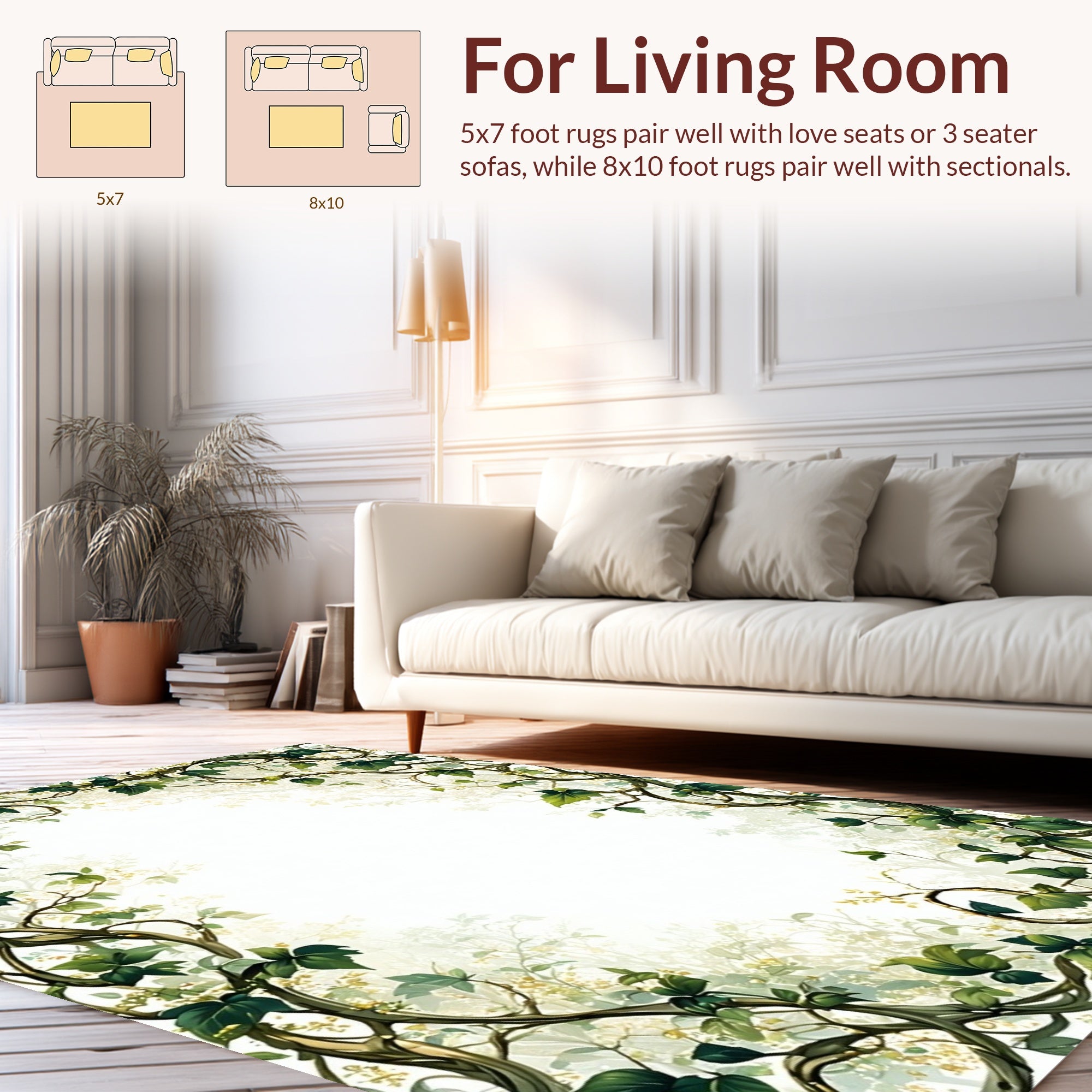 Vine And Leaf Border Design Rug