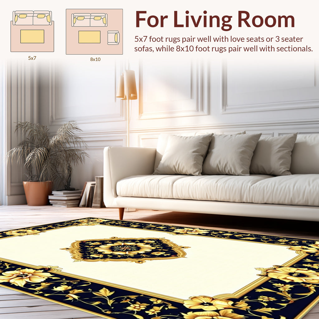Ornate Floral Medallion Luxury Rug