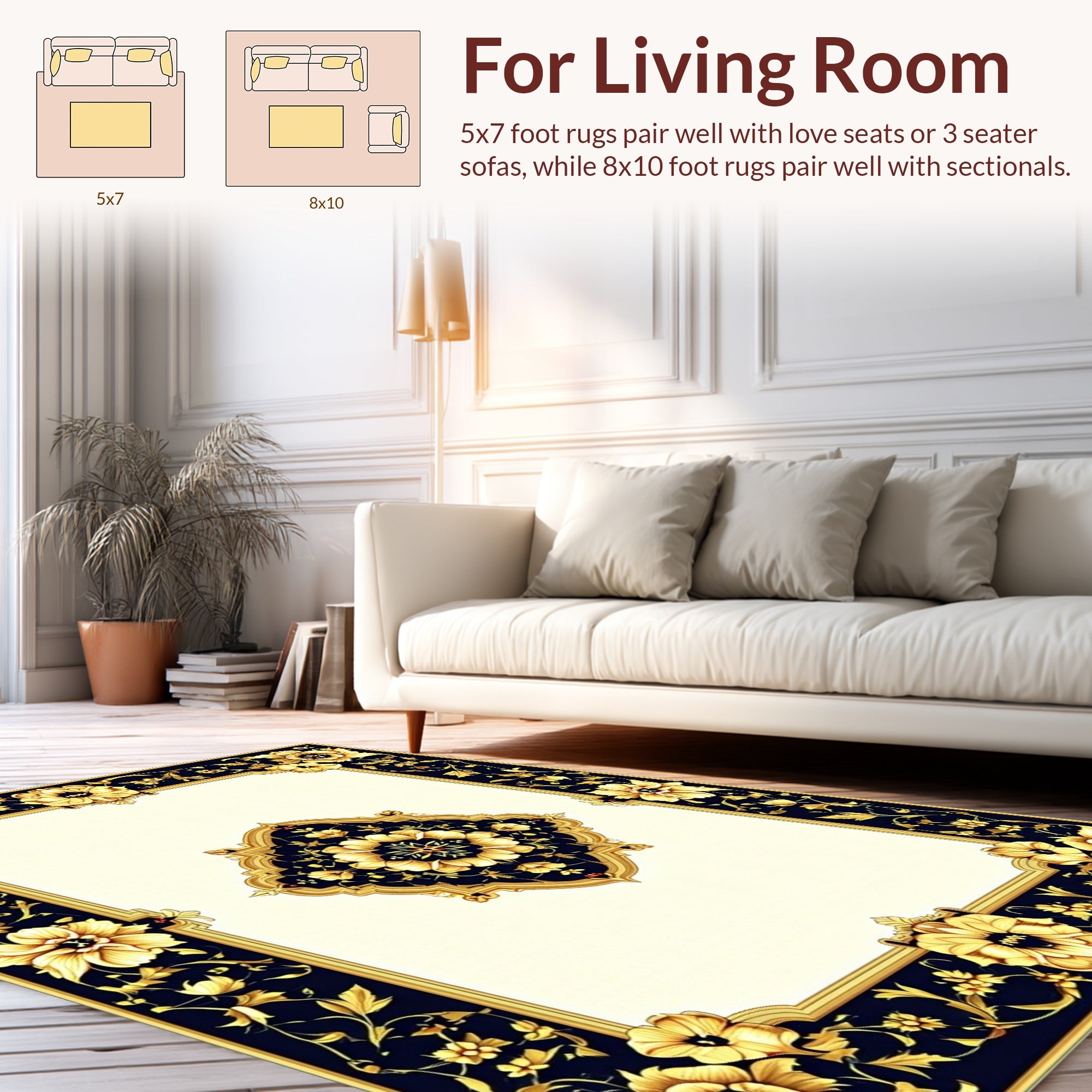 Ornate Floral Medallion Luxury Rug