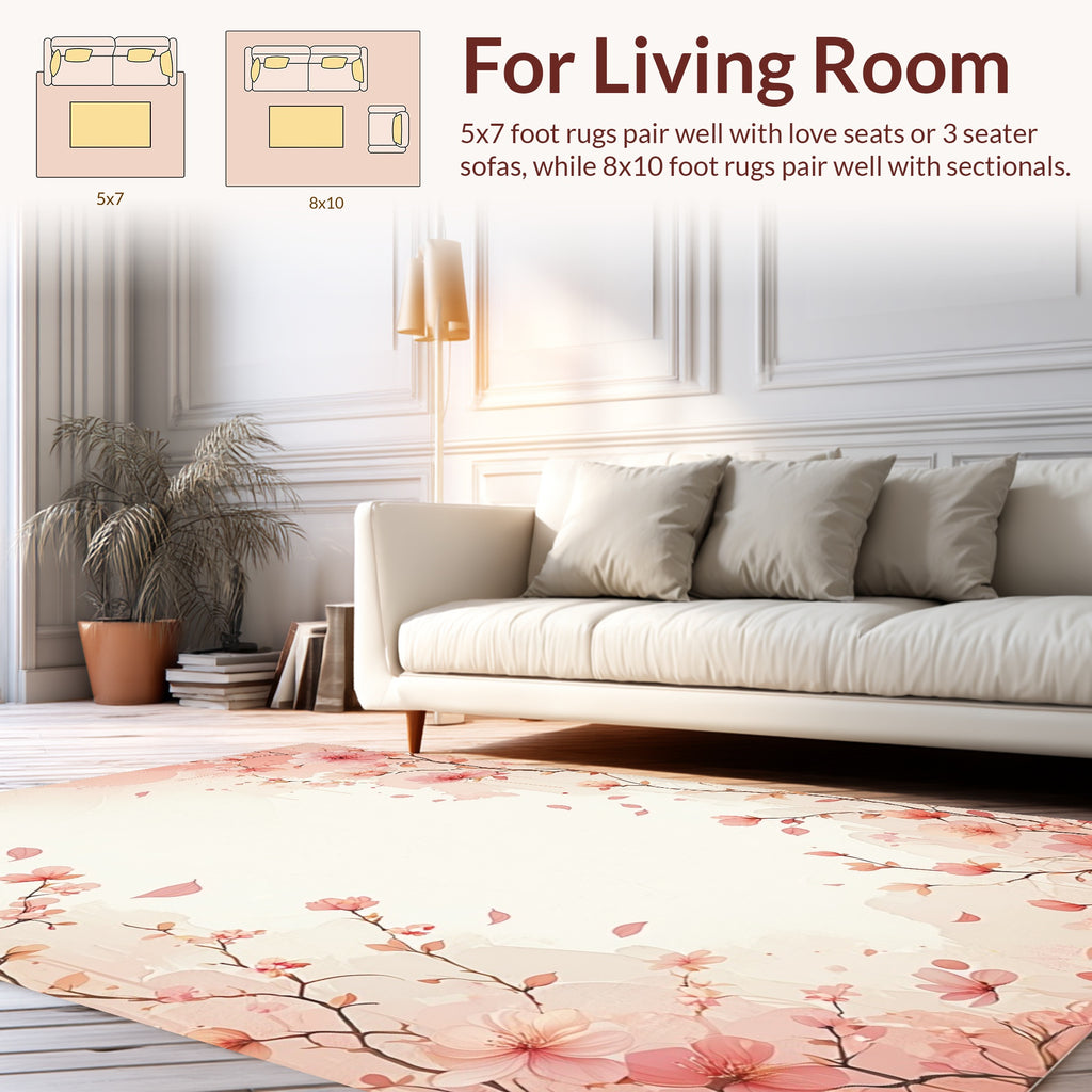 Floral Watercolor Whimsical Branch Design Rug