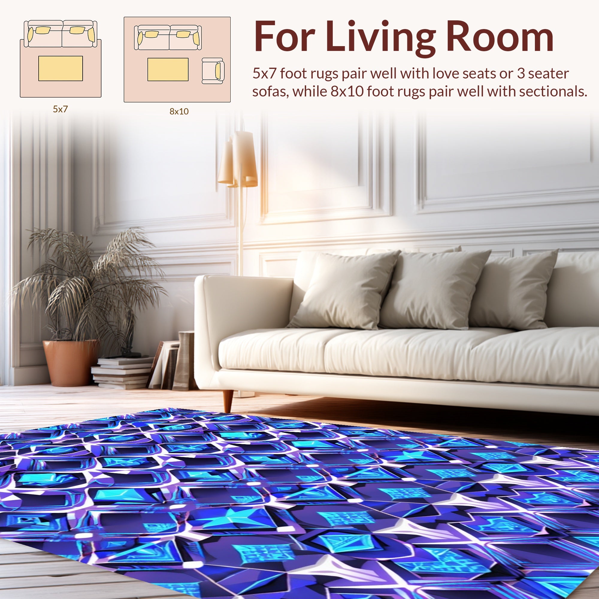 Intricate Geometric Crystal Pattern Design Rug