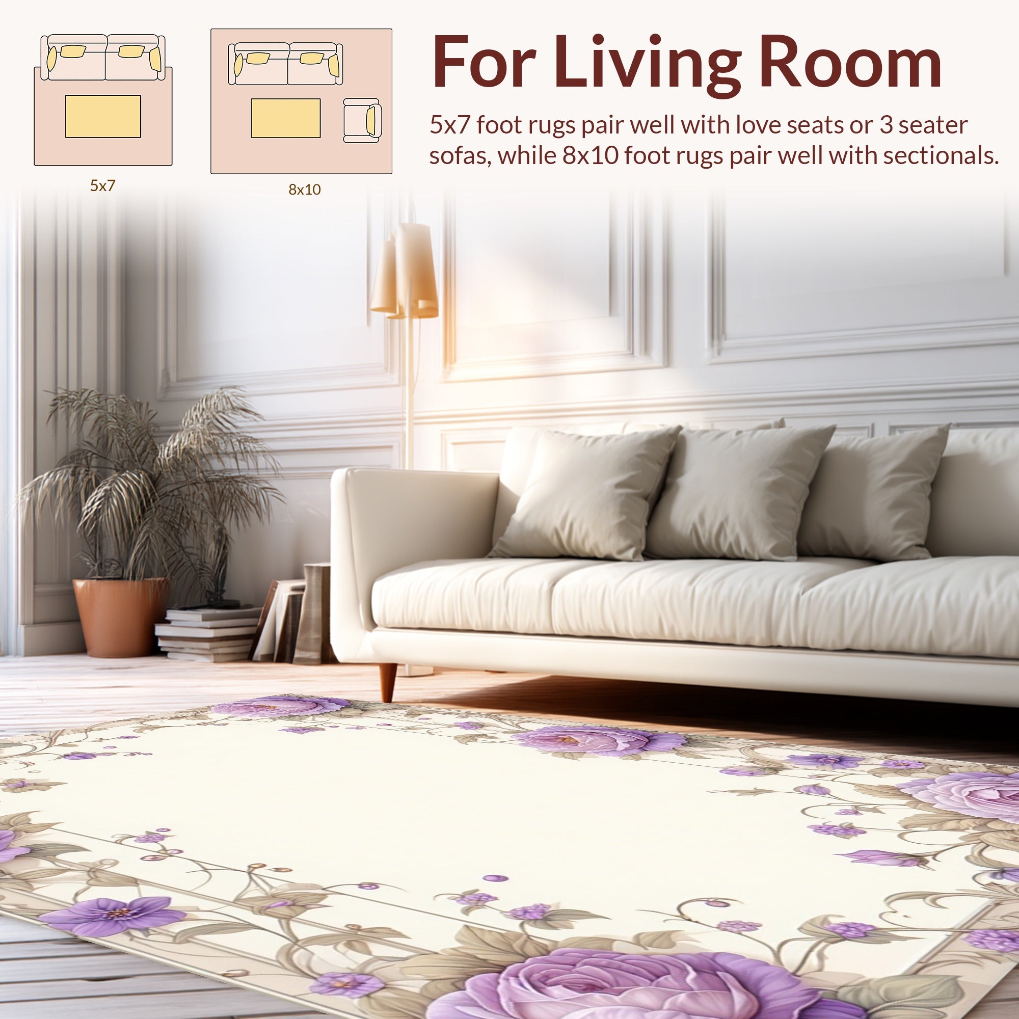 Pastel Floral Vine Scroll Rug