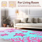 Pink Coral Sea Turtle Pattern Rug