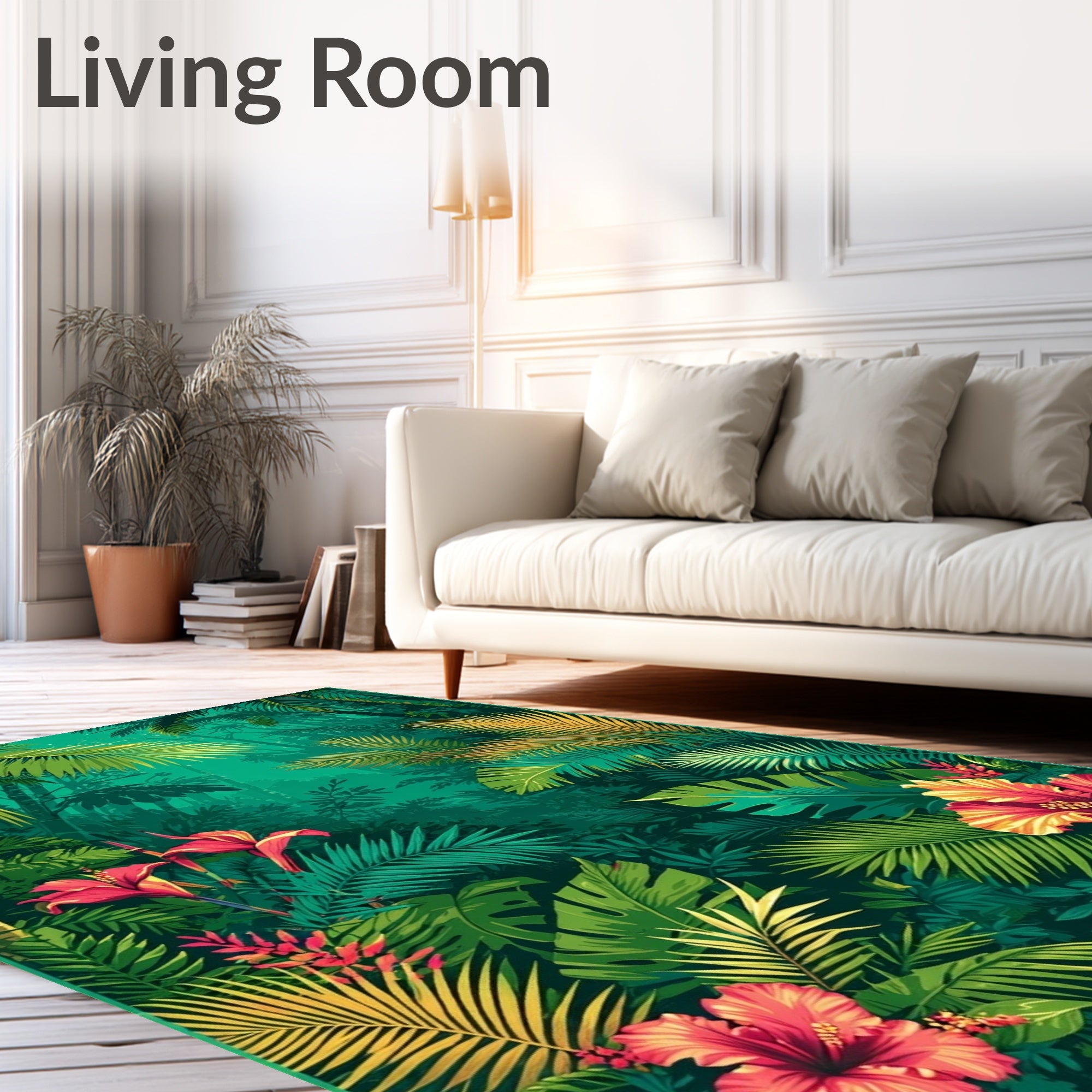 Lush Tropical Forest Floral Rug