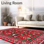 Red Green Christmas Gnome Truck Border Rug