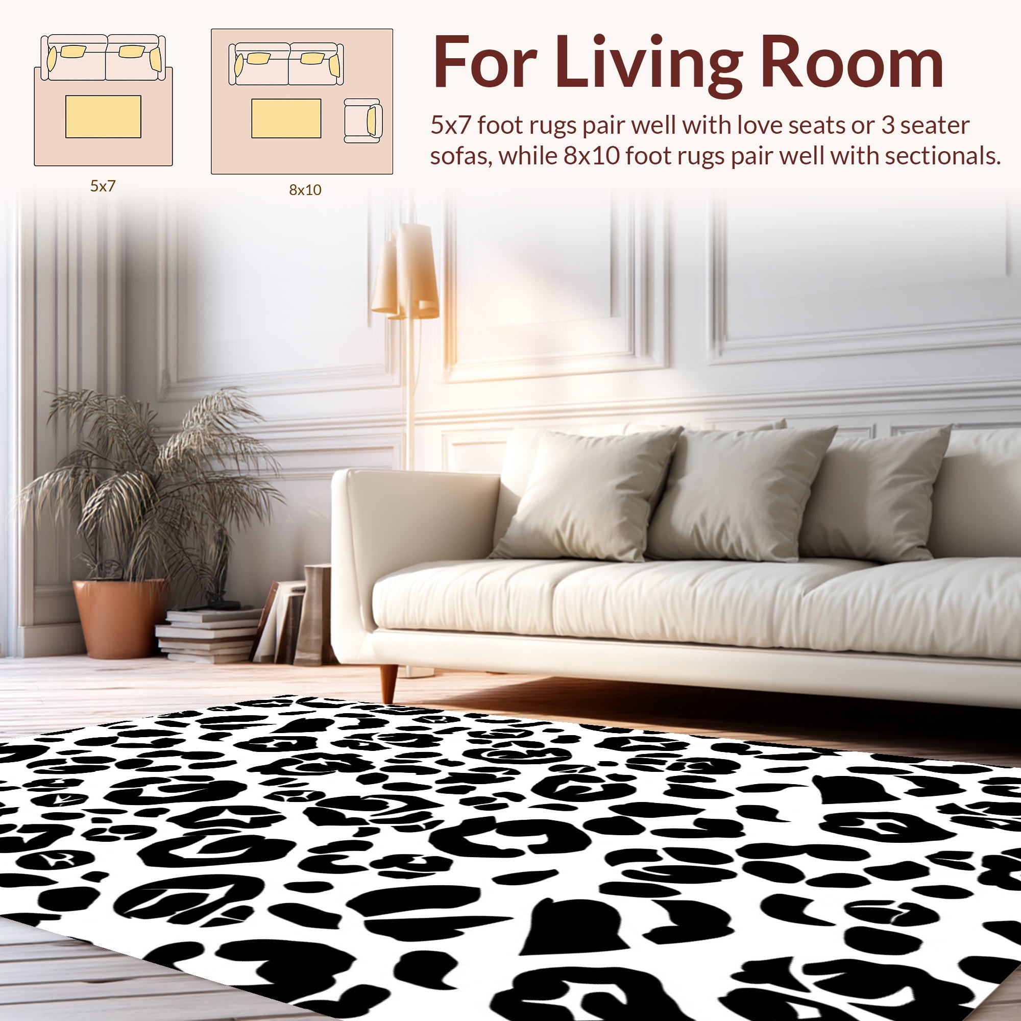 Bold Black Animal Spots Pattern Rug