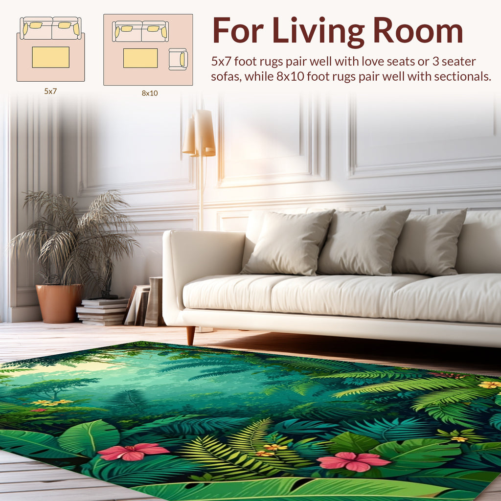 Lush Jungle Exotic Floral Design Rug