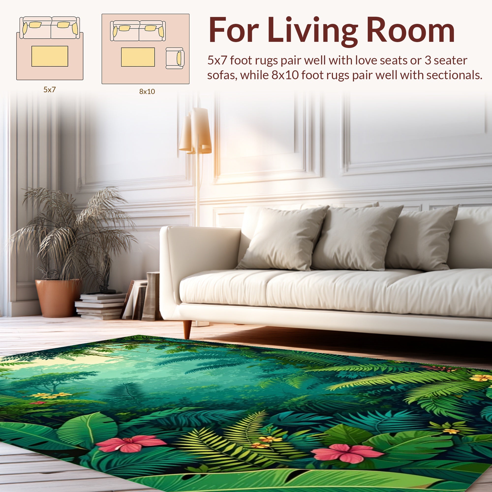 Lush Jungle Exotic Floral Design Rug