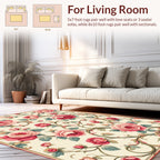 Elegant Pink Rose Floral Vines Rug