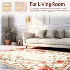 Elegant Pink Peony Floral Vine Design Rug