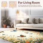 Whimsical Butterflies Floral Garden Design Rug