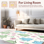 Playful Frogs and Floral Pattern Rug