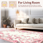 Pink Rose Floral Vine Design Rug
