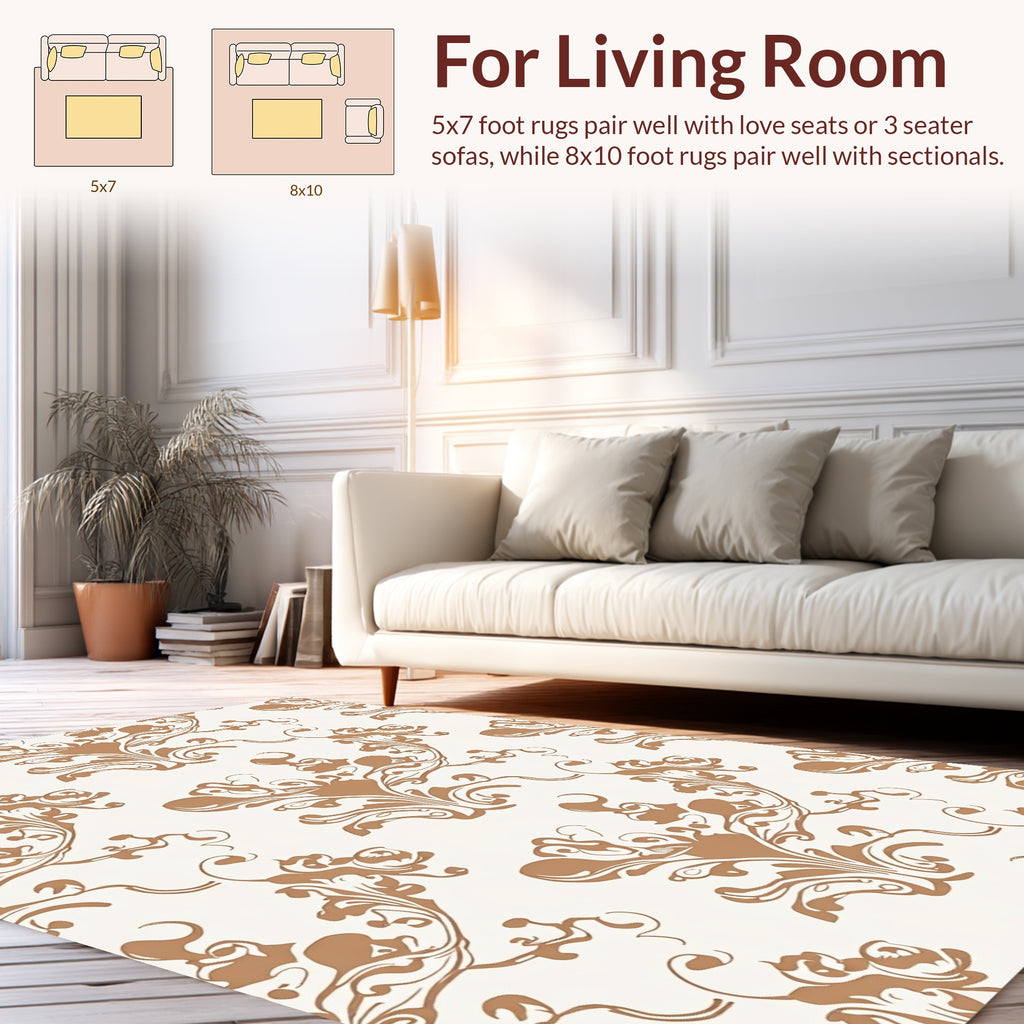 Bronze Floral Scroll Pattern Rug