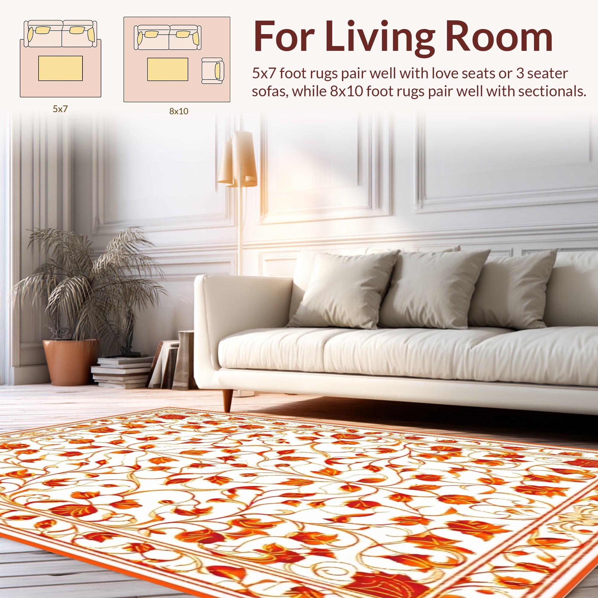 Elegant Red Floral Swirl Pattern Rug