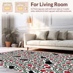 Playful Black Cats Floral Whimsical Pattern Rug