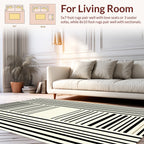 Minimalist Black Cream Stripe Design Rug