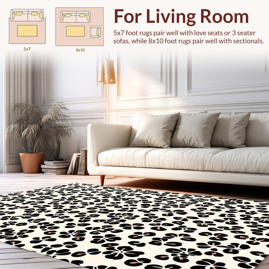Classic Floral Leopard Print Rug