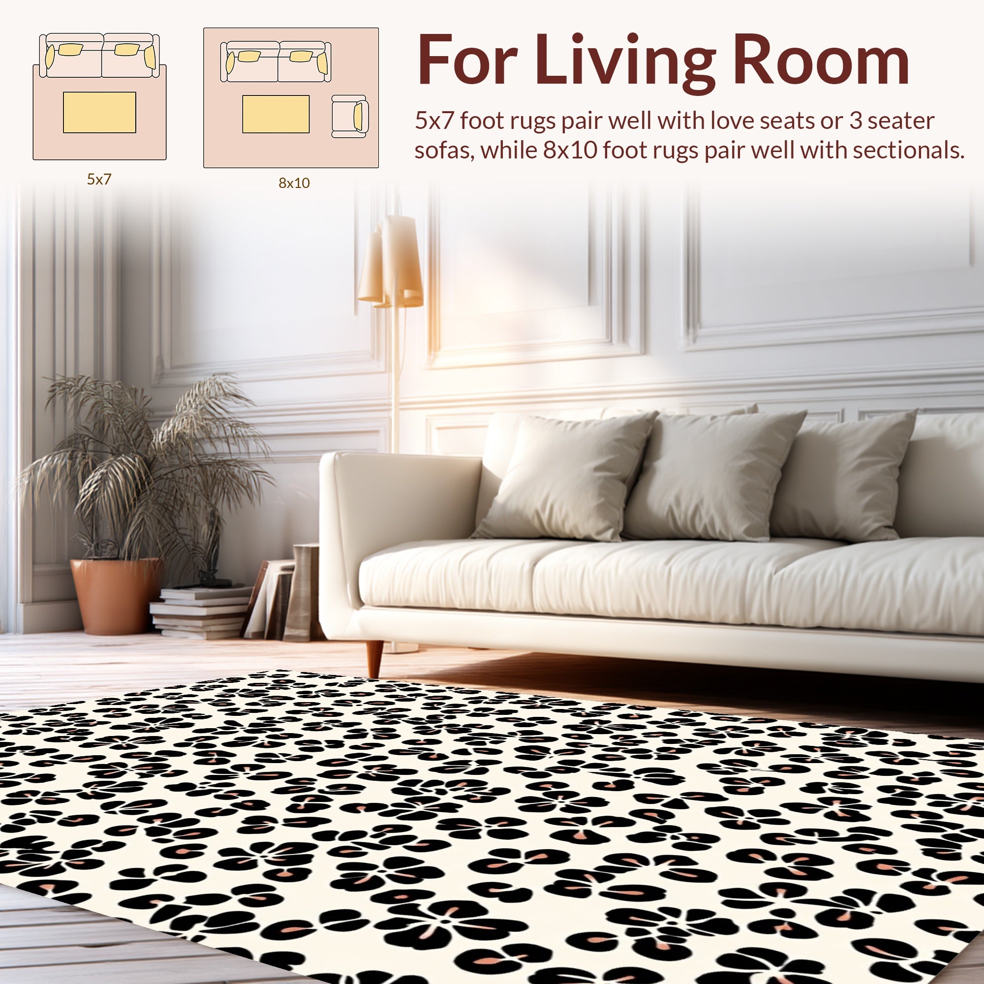 Classic Floral Leopard Print Rug