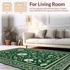 Dark Green Floral Botanical Rug