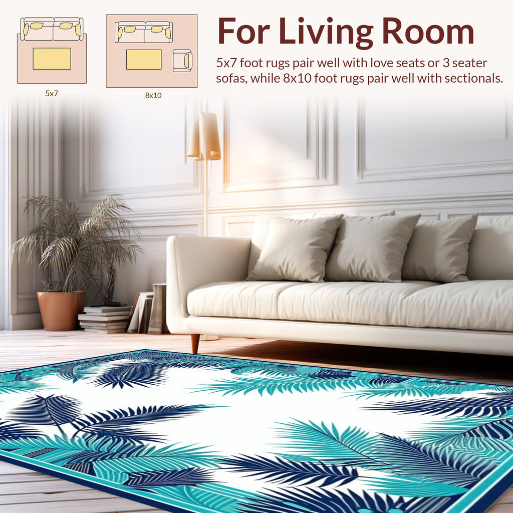 Tropical Palm Leaf Pattern Design Rug