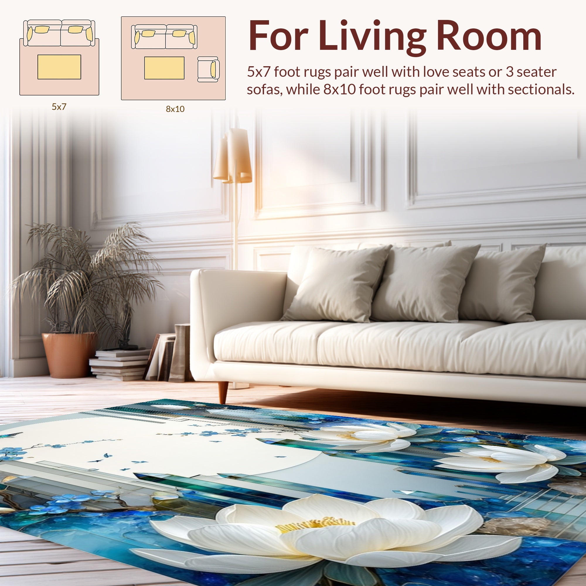 Serene Landscape Floral Crystal Art Rug