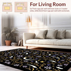 Whimsical Moon Stars Floral Print Rug