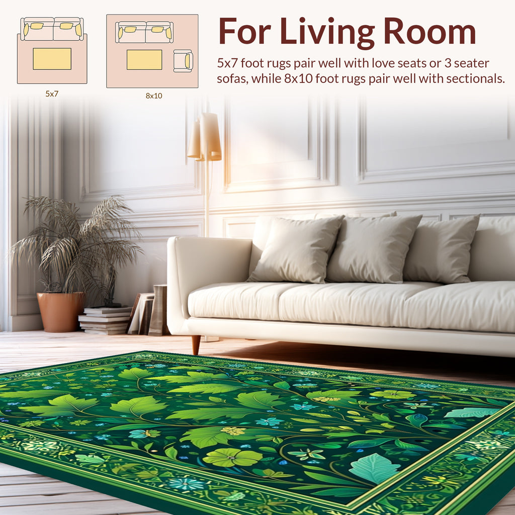 Emerald Garden Floral And Butterfly Rug