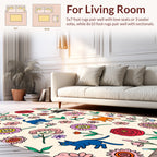 Whimsical Floral Cat Pattern Design Rug