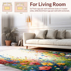 Whimsical Watercolor Meadow Floral Pattern Rug