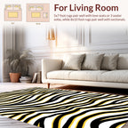 Bold Black Yellow Wavy Lines Rug