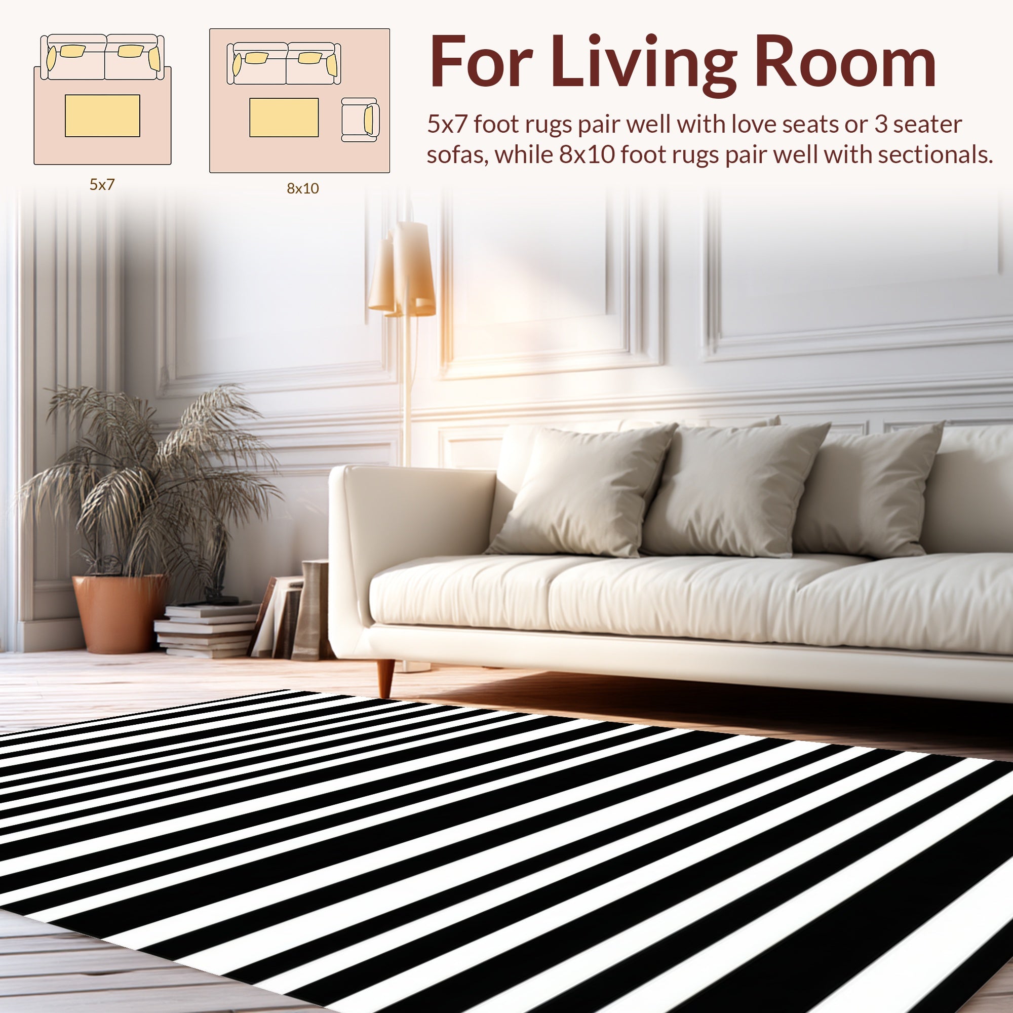 Classic Black And White Striped Rug