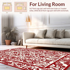 Ornate Red Floral Border Design Rug