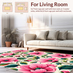 Vibrant Pink Floral Vine Pattern Rug