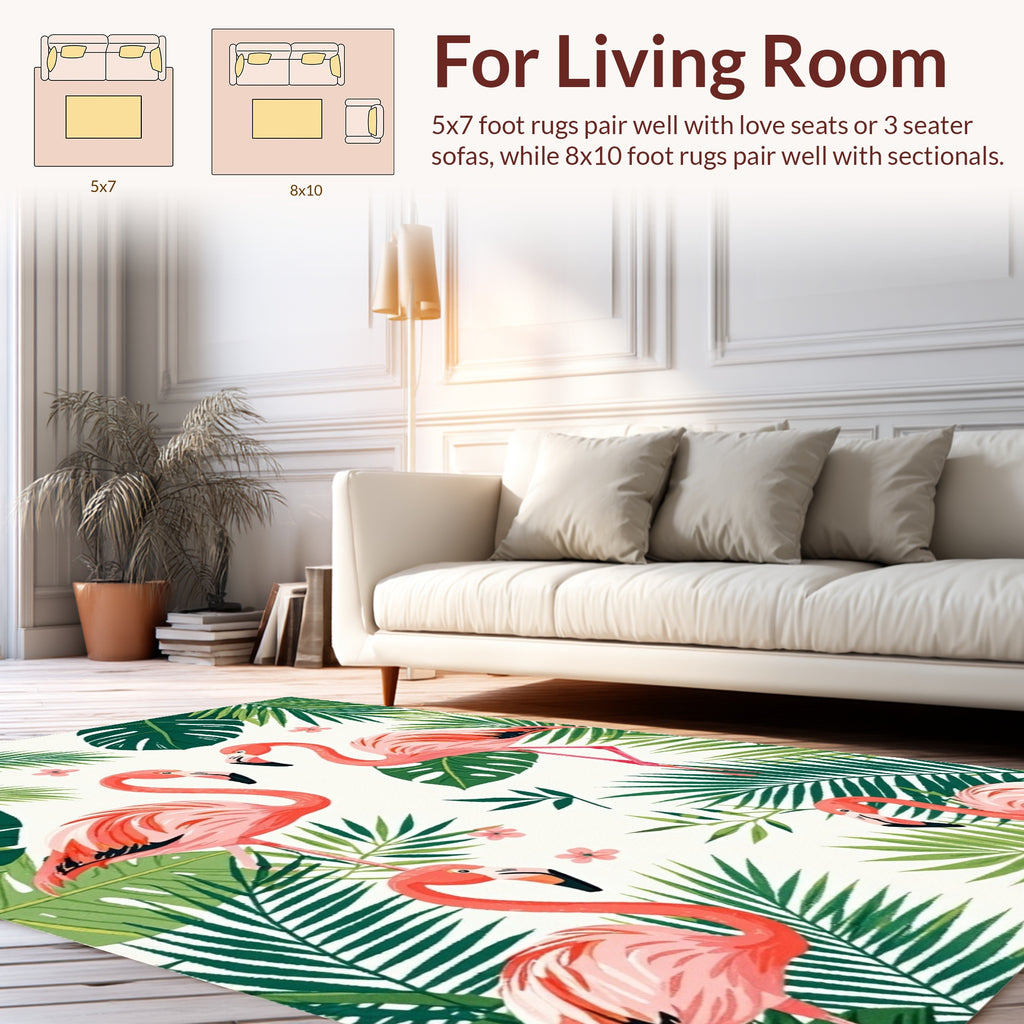 Tropical Flamingo Bird Leaf Pattern Rug