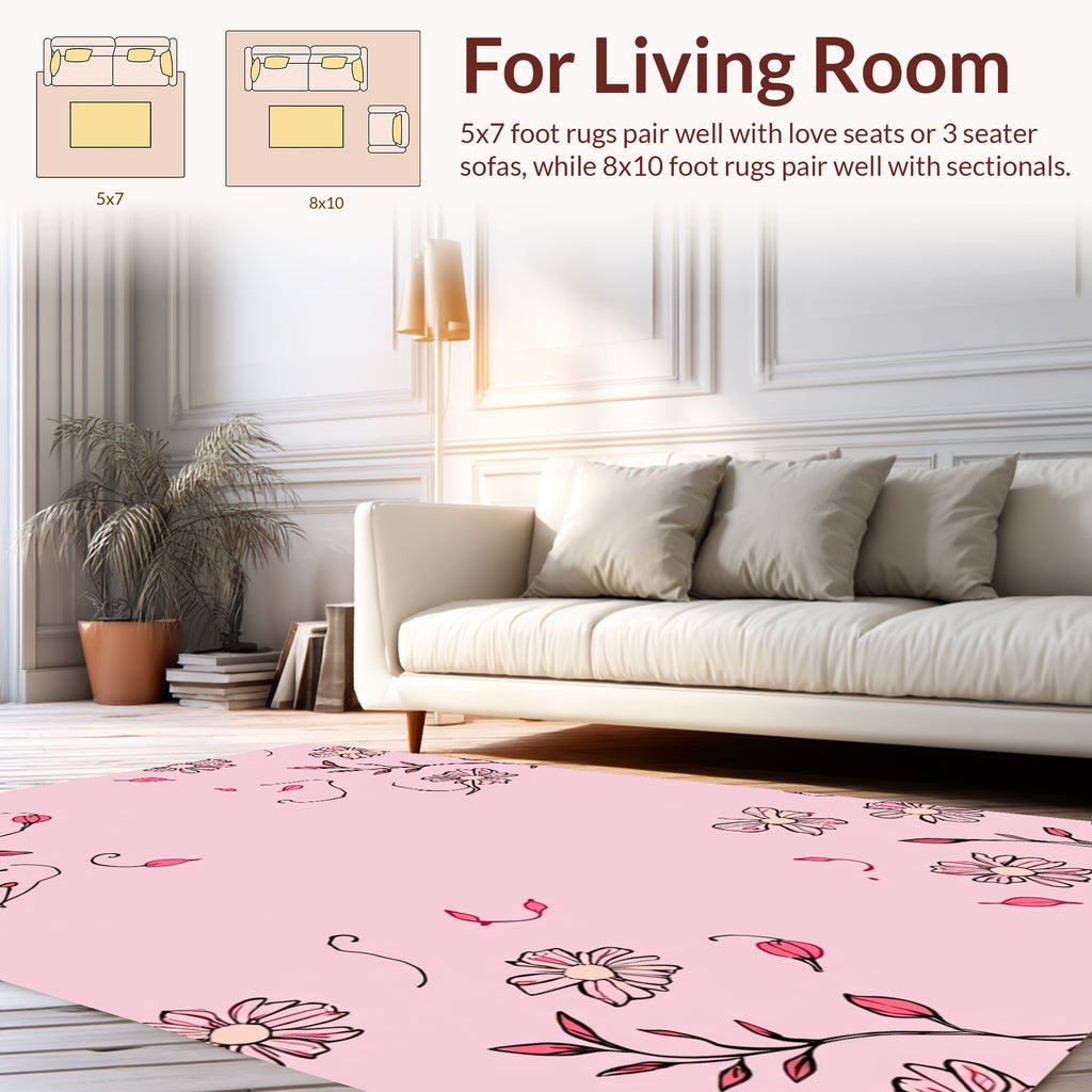 Dainty Floral Sketch Design Rug