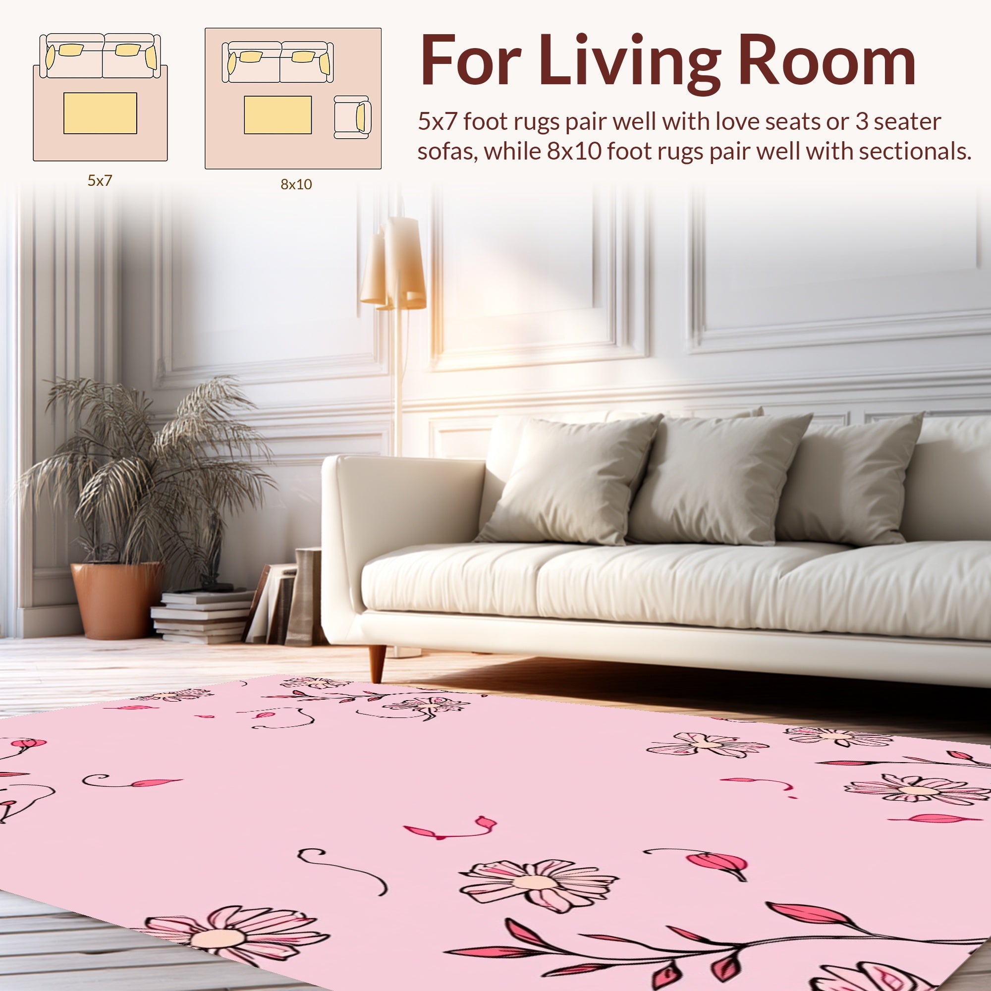 Dainty Floral Sketch Design Rug