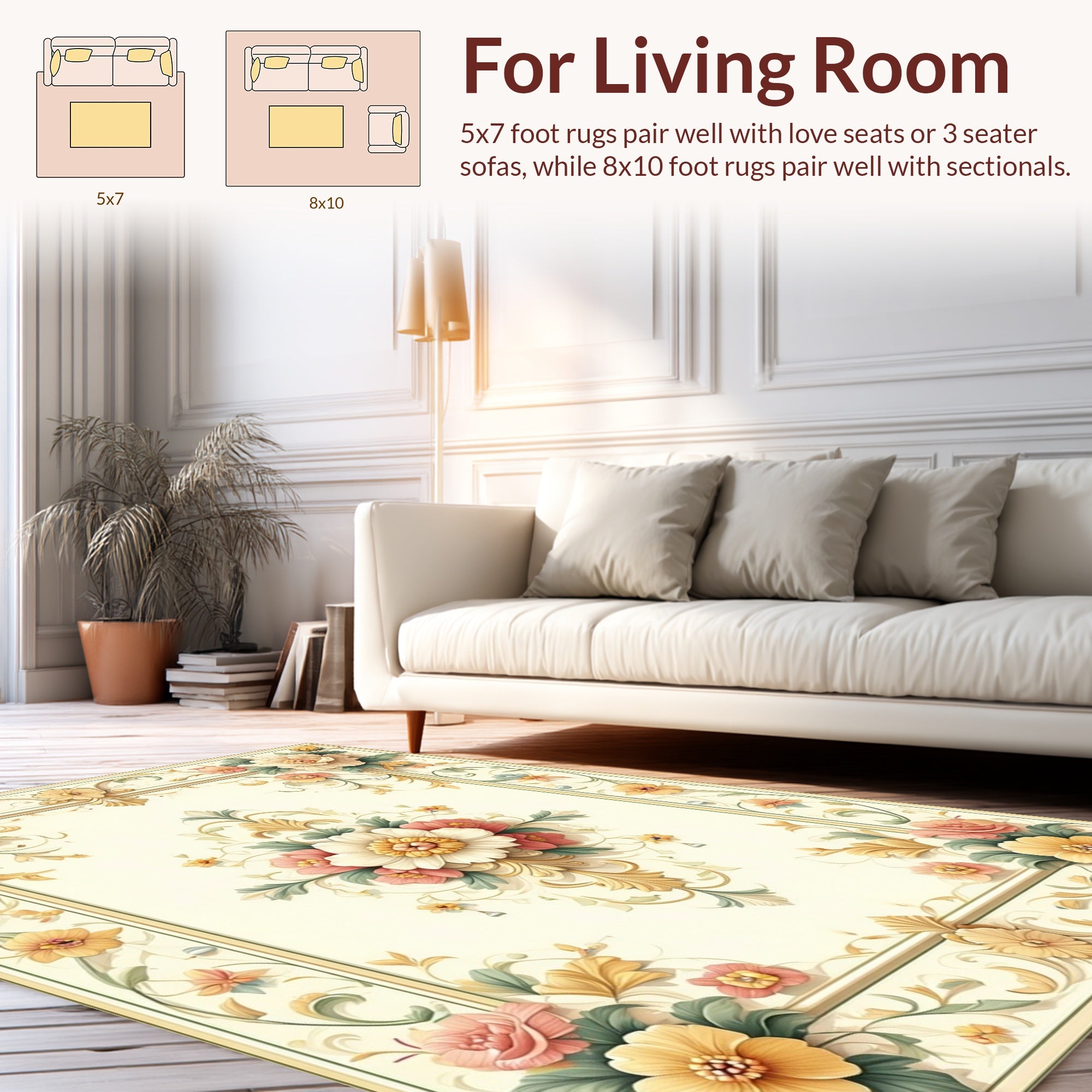 Floral Scrollwork With Pastel Accents Rug