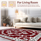 Deep Red Floral Medallion Border Rug