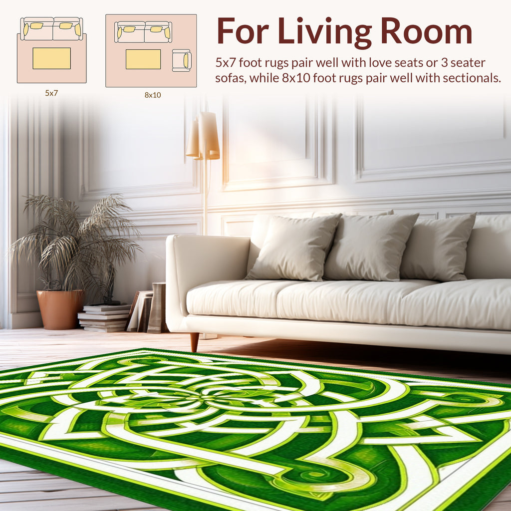 Intricate Green Knotwork Pattern Rug