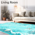 Blue Ocean Wave Shell Starfish Design Rug