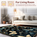 Ornate Butterfly Floral Dark Pattern Rug