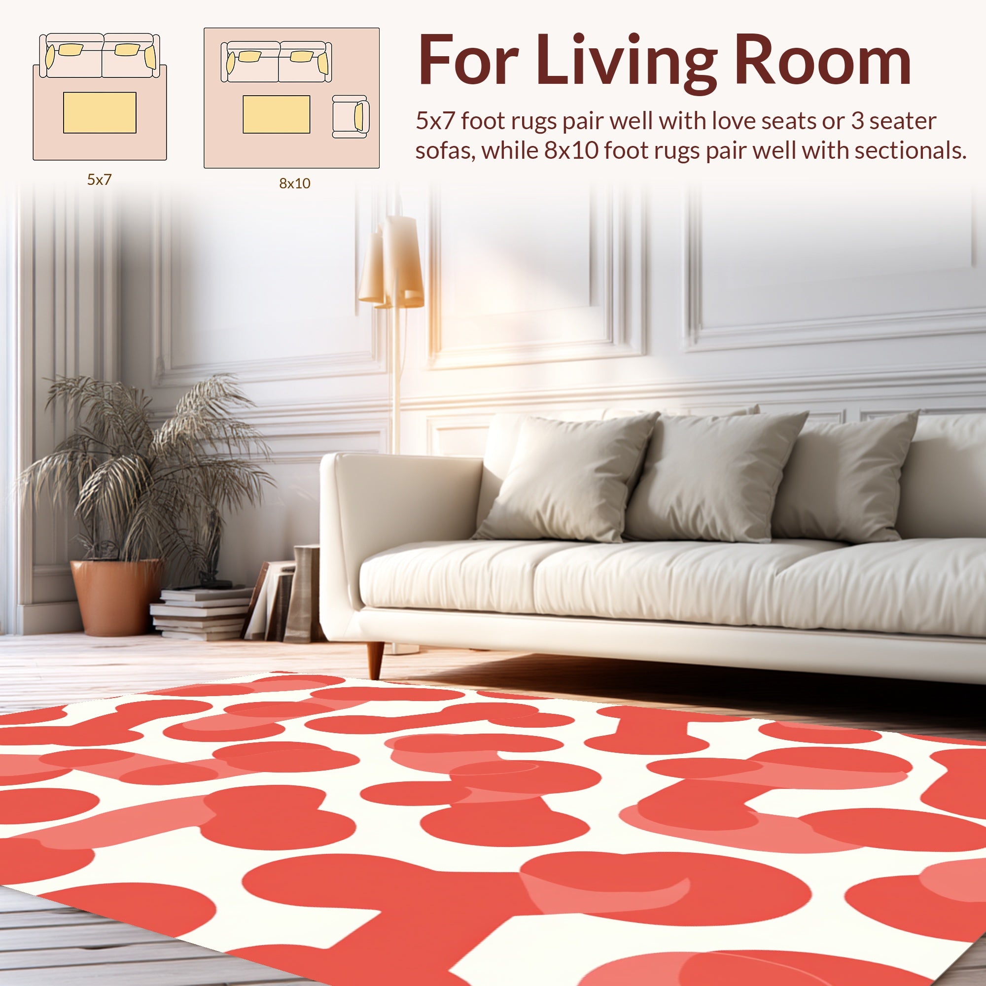 Coral Overlapping Blob Pattern Rug