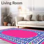 Vibrant Pink Jewel Border Oval Rug