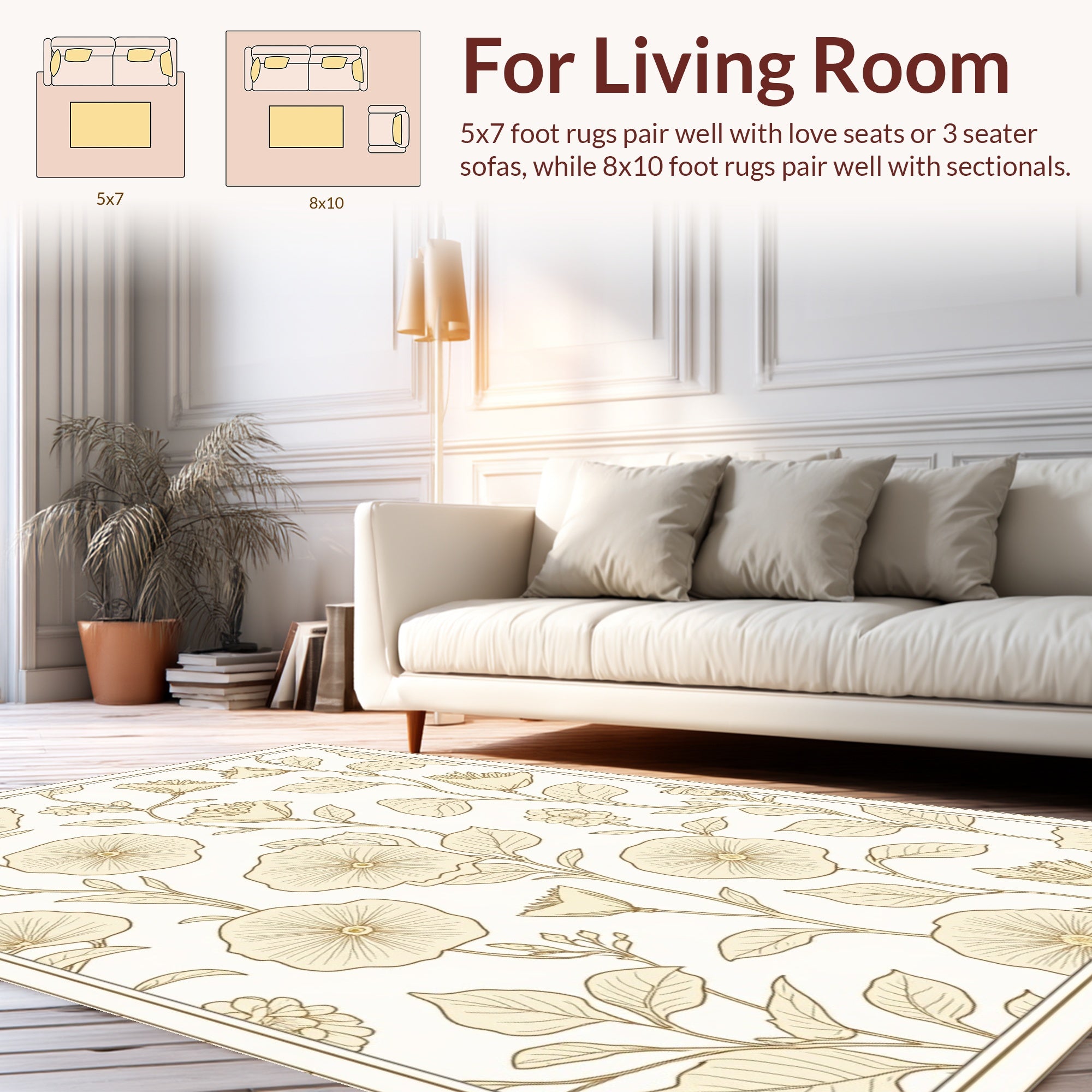 Vintage Floral Vine Pattern Accent Rug