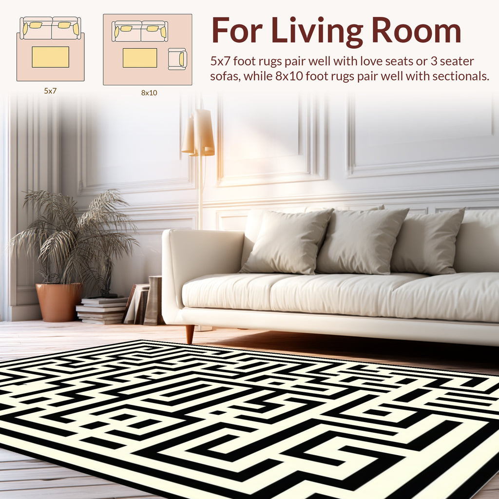 Abstract Geometric Maze Pattern Rug