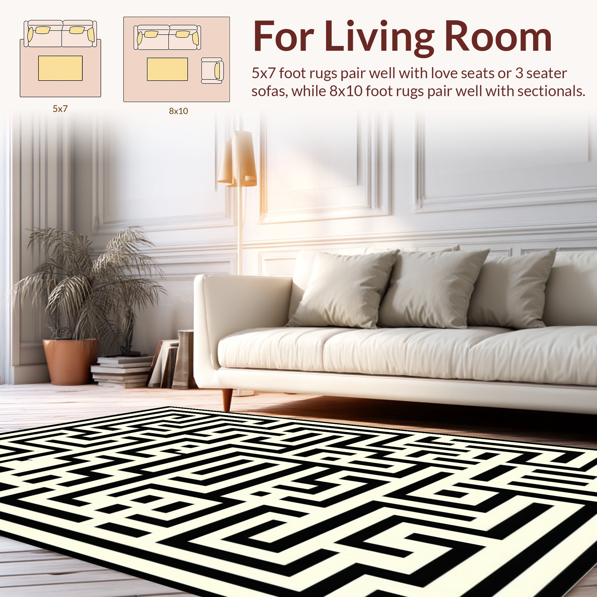 Abstract Geometric Maze Pattern Rug