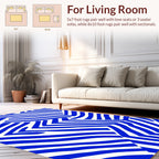 Abstract Blue White Geometric Lines Rug