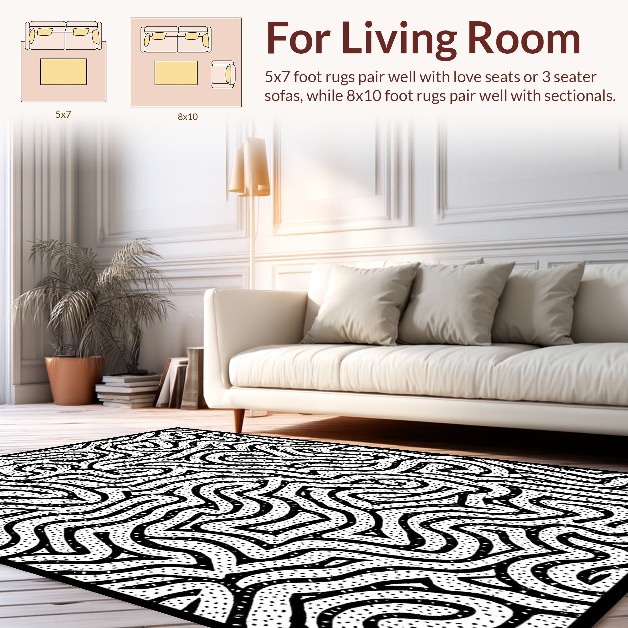 Black And White Maze Pattern Rug