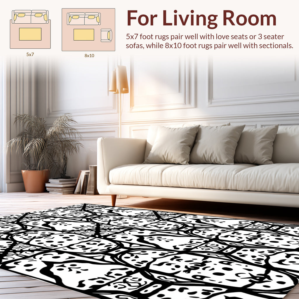 Bold Black White Tribal Pattern Rug